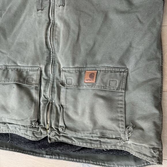 Carhartt C95 ARG Jackson Coat Men XL Tall Green Sherpa Lined Hooded Work Jacket - Picture 5 of 12